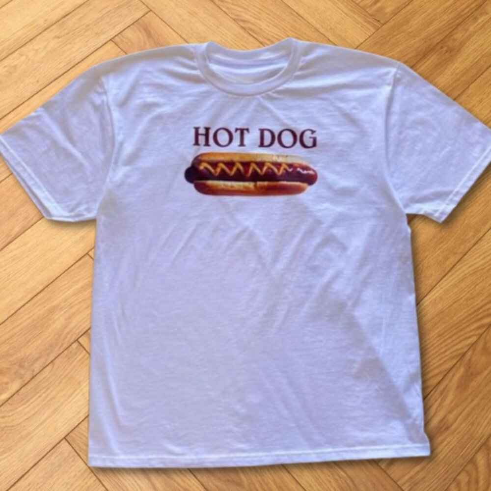 White Hot Dog Sausage Bun Realistic Food Graphic Tee